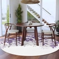 thumbnail image 3 of Round Area Rug 8 Ft, Purple Leaves Washable Non-Slip Circle Carpet for Living Room/Bedroom, Summer Botanical Collection Low-Profile Large Area Rugs for Indoor, 3 of 8
