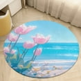 thumbnail image 4 of Vibe Blooming Tulips Soft Bedroom Round Area Rug, Washable Cute Nursery Circle Throw Mat, Non-Slip Contemporary Small Low Pile Floor Carpet for Dorm Bedside, 4 of 6