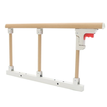 68 Cm/26.77in Folding Bed Rails Medical Hospital Side Bedside Aluminium Alloy for Seniors Elderly Adults for Embedded Bed Type, Old-Fashioned Wooden Bed