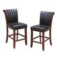 thumbnail image 4 of Abble 25" Upholstered Wooden Faux Leather Indoor Full Back Kitchen Bar Stool(Set of 2), 4 of 6