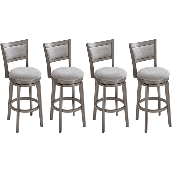 TrumanPick 30" Swivel Bar Stool Set of 4 Upholstered Counter-Height Barstools with Back Bar Height Pub Chair Seat for Kitchen Island