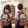 thumbnail image 4 of ZIATUBLES Heavy Duty Clear Backpack 17 Inch, Ladybug Hearts Polka Dot Print Fabric & PVC Transparent Bag, One Pocket See Through Bookbag for School College Security, 4 of 7