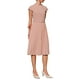 thumbnail image 2 of Vestido plisado para mujer Inspire Chic con cuello simulado, mangas cortas, ceñido a la cintura, estilo A, color rosa, 2 of 5