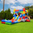 thumbnail image 1 of HeroKiddo Block Party Inflatable Water Slide Bounce House Combo with Splash Pool (with Air Blower), Commercial Grade, 100% PVC Vinyl, for Kids and Adults, Basketball Hoop, Outdoor Backyard, Wet Dry, 1 of 2