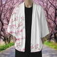 thumbnail image 2 of Men Shirts Cherry Flower Kimono Half Sleeve Blouses Elegant Loose Soft Cardigan Hawaiian Shirt for Men White XXL, 2 of 7
