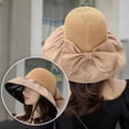 thumbnail image 3 of harmtty Bow Decor Sunhat Brim Sun Hat Summer Women Fisherman Hat Big Brim Foldable Bow Decor Sun Protection Anti-uv Heat-resistant Vinyl Portable Camping Khaki, 3 of 8