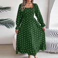 thumbnail image 2 of WRKEKC Womens Dresses Casual Print Long Sleeve Square Neck Knee Length Dress for Fall Winter Polka Dot Pattern Fit and Flare with Back Zip, 2 of 4