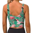 thumbnail image 3 of Fotbe Tropical Flamingo Pattern Womens' Sports Bra Longline Wirefree Padded with Medium Support Sports Moisture-Wicking Workou Vest,Tank Top-X-Large, 3 of 9