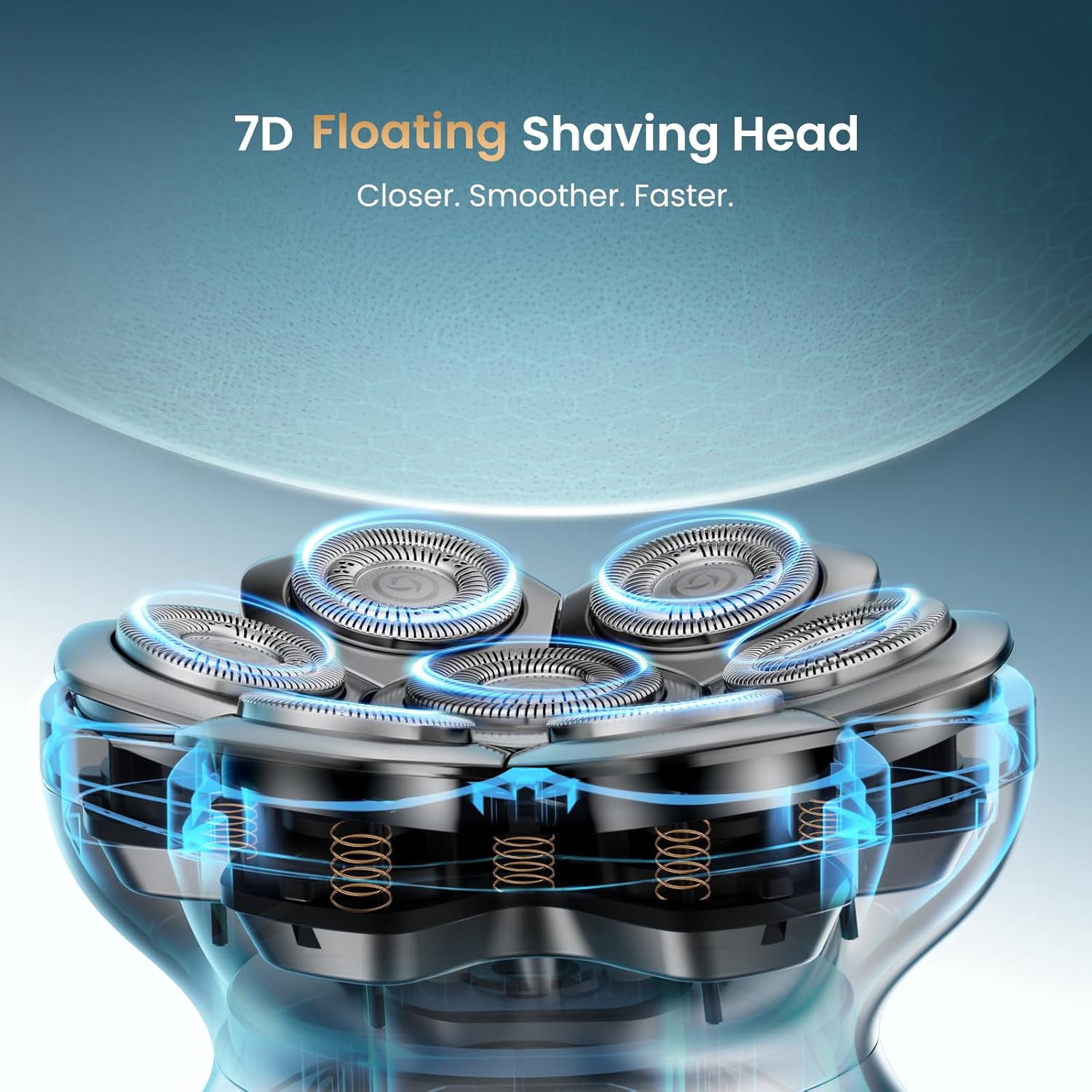 MAXGROOM® Head Shavers for Bald Men, Dual-Speed Waterproof Electric Razor with 7D Floating Heads, Close Shaving, Magnetic Detachable Blades, 140Minutes Runtime, Wet/Dry Shave, Gifts for Men (Gray)