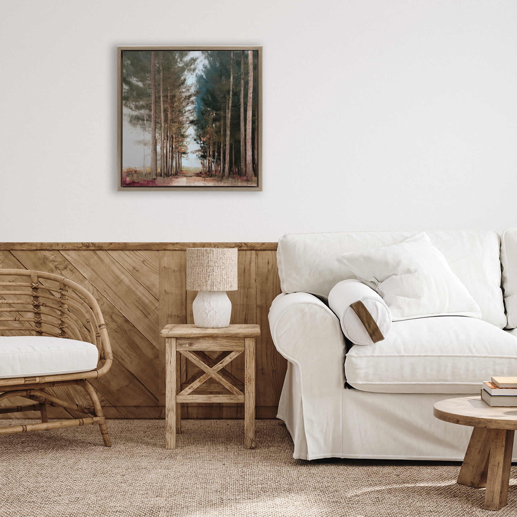 Stupell Industries Tall Trees Pathway Brown Framed Floater Canvas Wall Art, design by Kim Curinga