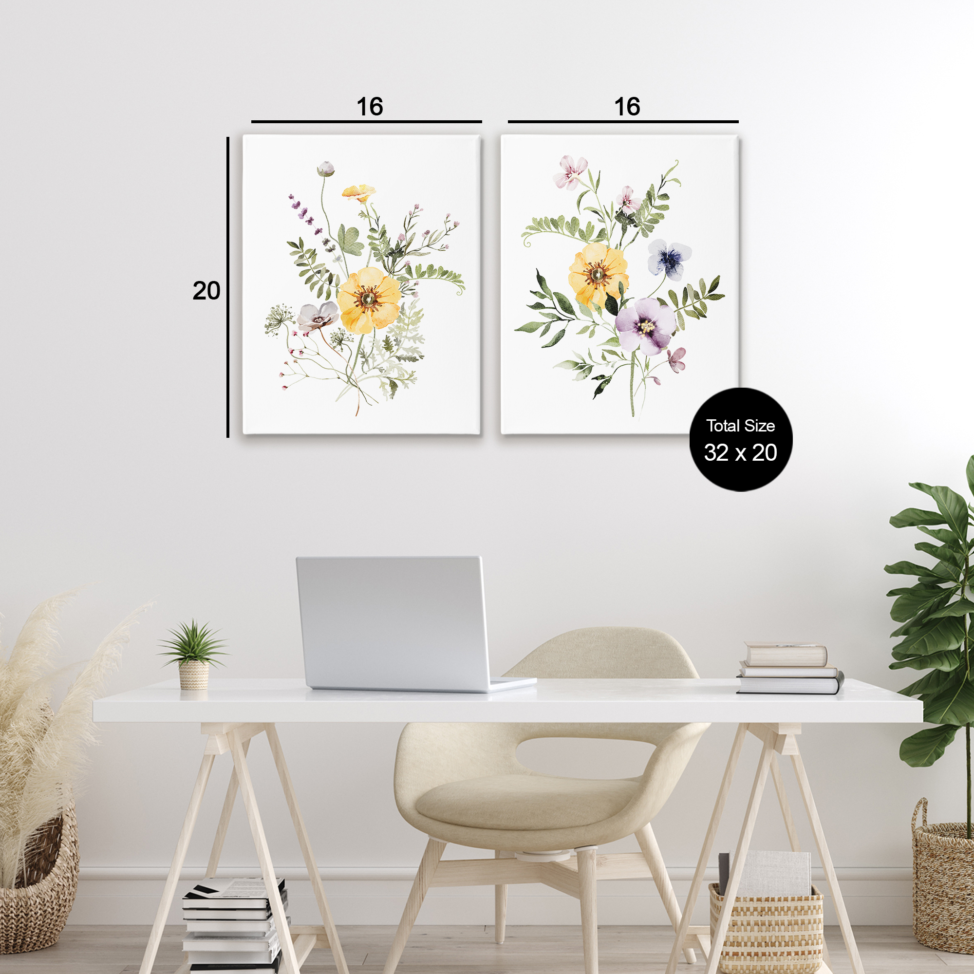 Bundles of Gardening Herbs 2 Piece Canvas Wall Art Set, design by Lettered and Lined