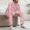 thumbnail image 7 of Picia pink crustaceans Pattern Men’s Long-Sleeve Sleepwear Set - Soft 2-Piece Loungewear with Pockets, Comfy PJs for Relaxing Nights-X-Large, 7 of 7