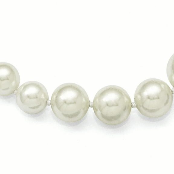 Sterling Silver 6-12mm Graduated White Shell Bead Necklace