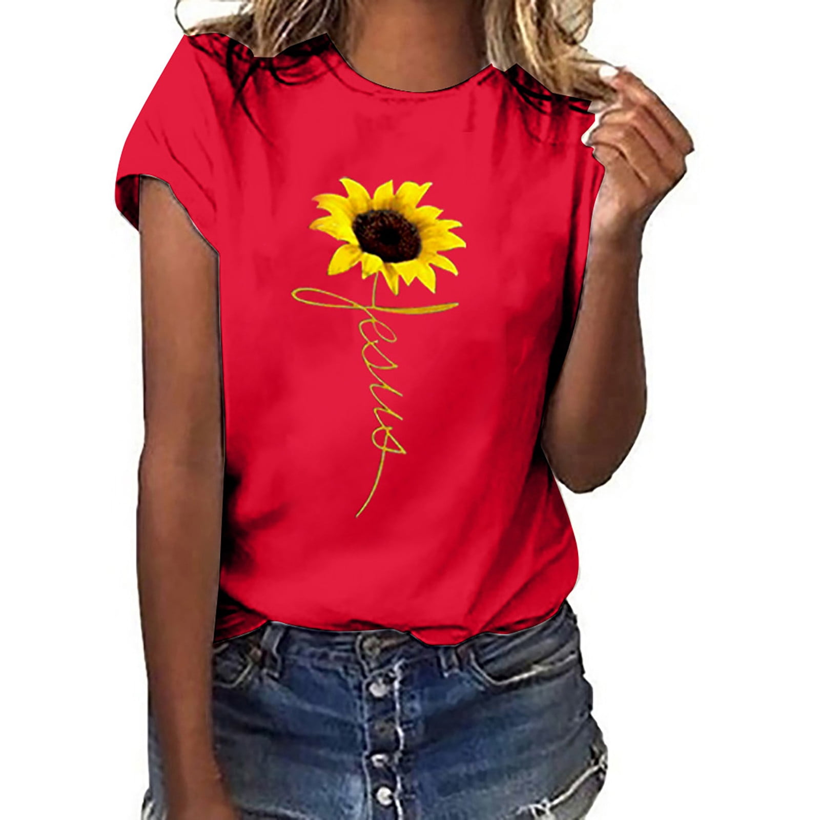 Campana Girls Zuri Drop Shoulder Half Sleeves T-Shirt - Sunshine Print - Pink