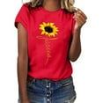 thumbnail image 2 of Ichuanyi Womens Shirts , Women Girls Plus Size Sunflower Print Tees Short Sleeve T Shirt Blouse Tops, 2 of 4