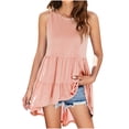 thumbnail image 1 of Dealovy Camisoles pour Femmes Sans Manches à Col Ras du Cou à Volants Superposés Décontractées Amples T-Shirts Robe Courte d'Été, 1 of 6