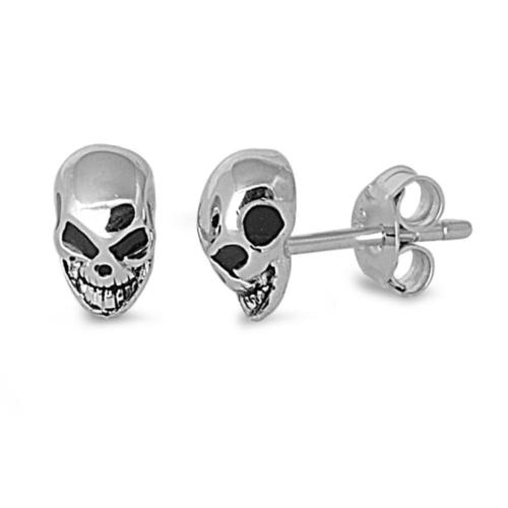 Skull Stud Earrings Sterling Silver