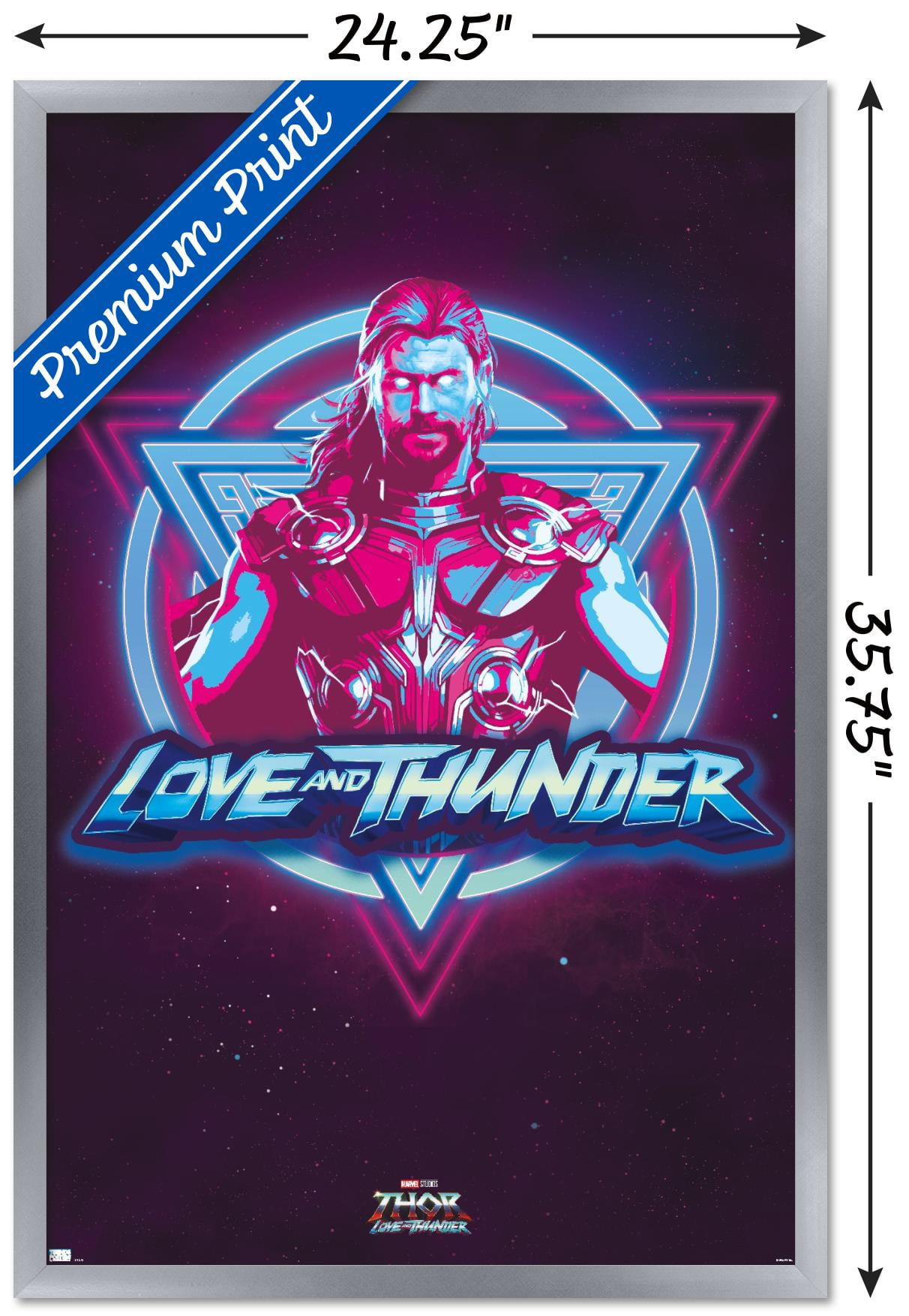 Marvel Thor: Love and Thunder - Vaporwave Wall Poster, 22.375" x 34" Framed
