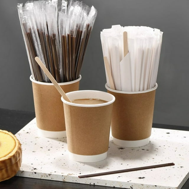 Fiudx Palitos de Madera para Remover Café, Diseño Desechable Ecológico, de Abedul Natural, Aptos para Bebidas Calientes, Multiusos para Mezclar Bebidas y Hacer Manualidades, 100 Unidades, 19 Cm