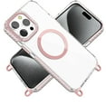 thumbnail image 3 of For Apple iPhone 13 Pro Max Clear Magnetic Frame PC Back Shockproof Protective Case with Detachable Lanyard Strap, Compatible with MagSafe Cover, XPM Phone Case [Pink], 3 of 10
