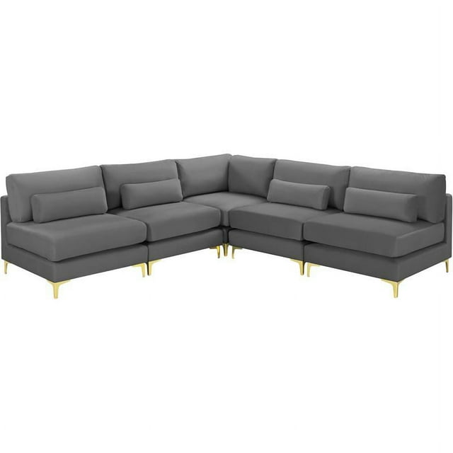 Meridian Furniture – Section Modulaire en Velours Gris Julia