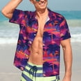 thumbnail image 5 of Lsque Retro Palms pattern Hawaiian Shirt for Men, Unisex Summer Beach Casual Short Sleeve Button Down Shirts-Large, 5 of 9