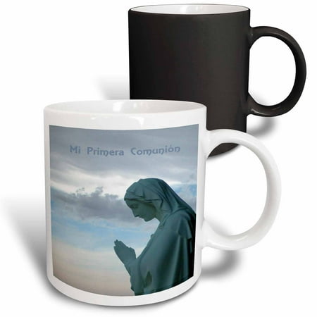 

3dRose Spanish First Communion Invitation. Lady Praying Mi Primera Comunin Magic Transforming Mug 11oz