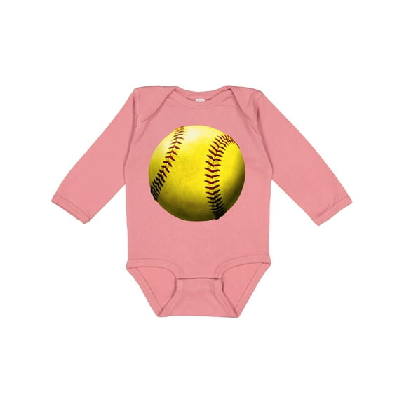 Inktastic Yellow Softball Boys or Girls Long Sleeve Baby Bodysuit