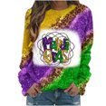 thumbnail image 4 of CEHVOM Chemises Mardi Gras pour Femmes Chandails en Molleton, Chandails en Molleton Mardi Gras Grande Taille, Chandails en Molleton à Manches Longues Col Rond Léopard Graphique Color Block, Chandail Tendance Tops de Carnaval T-Shirt Blouse, 4 of 6