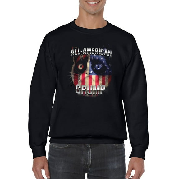 All American Grumpy Cat Face  Sweatshirt Men -T-Line Designs, Male Large