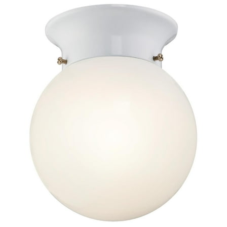 6107000 5-13/16-Inch LED Indoor Flush Mount Ceiling Fixture, White Finish with White Opal Glass Globe C80
