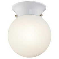 6107000 5-13/16-Inch LED Indoor Flush Mount Ceiling Fixture, White Finish with White Opal Glass Globe C80