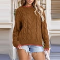 thumbnail image 4 of WTOBBY Women's Loose Winter Knitted Fashion Casual Pullover Sweater, Cozy Long Sleeve Top for Fall and Winter, Comfortable and Stylish Everyday Outfit,Brown S, 4 of 6