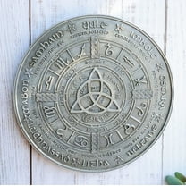 Celtic Trinity Triquetra Knot With Wicca Symbols Wheel of The Year Wall Plaque
