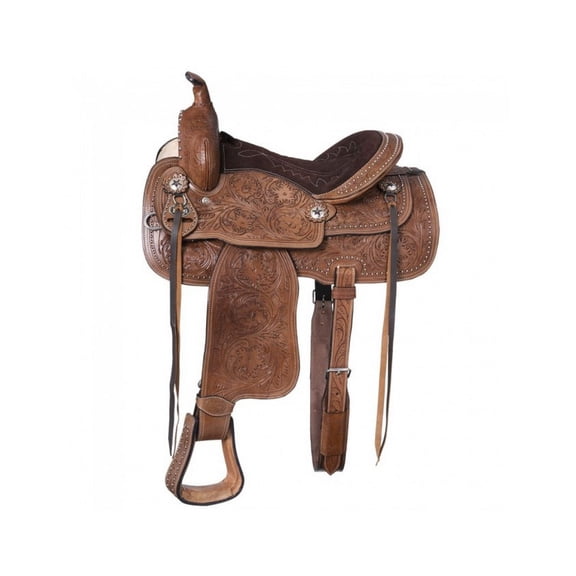 Tough 1 Western Saddle Braden Trail Suede Seat 14" Dark Oil KS263