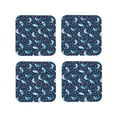 thumbnail image 2 of Kll Square Drink Coasters Set Of 4,Pu Leather Absorbent Coasters Set Decorative Coffee Cup Coasters Housewarming Gift For Home Decor-Sea Sharks, 2 of 9