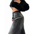 thumbnail image 3 of Women'S Wide Leg Jeans Distress Mid Waist Denim Pants Vintage Y2K Trousers Black L, 3 of 7