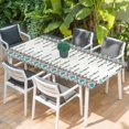 thumbnail image 2 of Teal Black Boho Table Cloths for 5 Foot Rectangle Tables, Vintage Ethnic Tribe Abstract Art Retro Patio Waterproof Elastic Fitted Tablecloths, Washable Rectangular Table Cover for Camping, 2 of 8