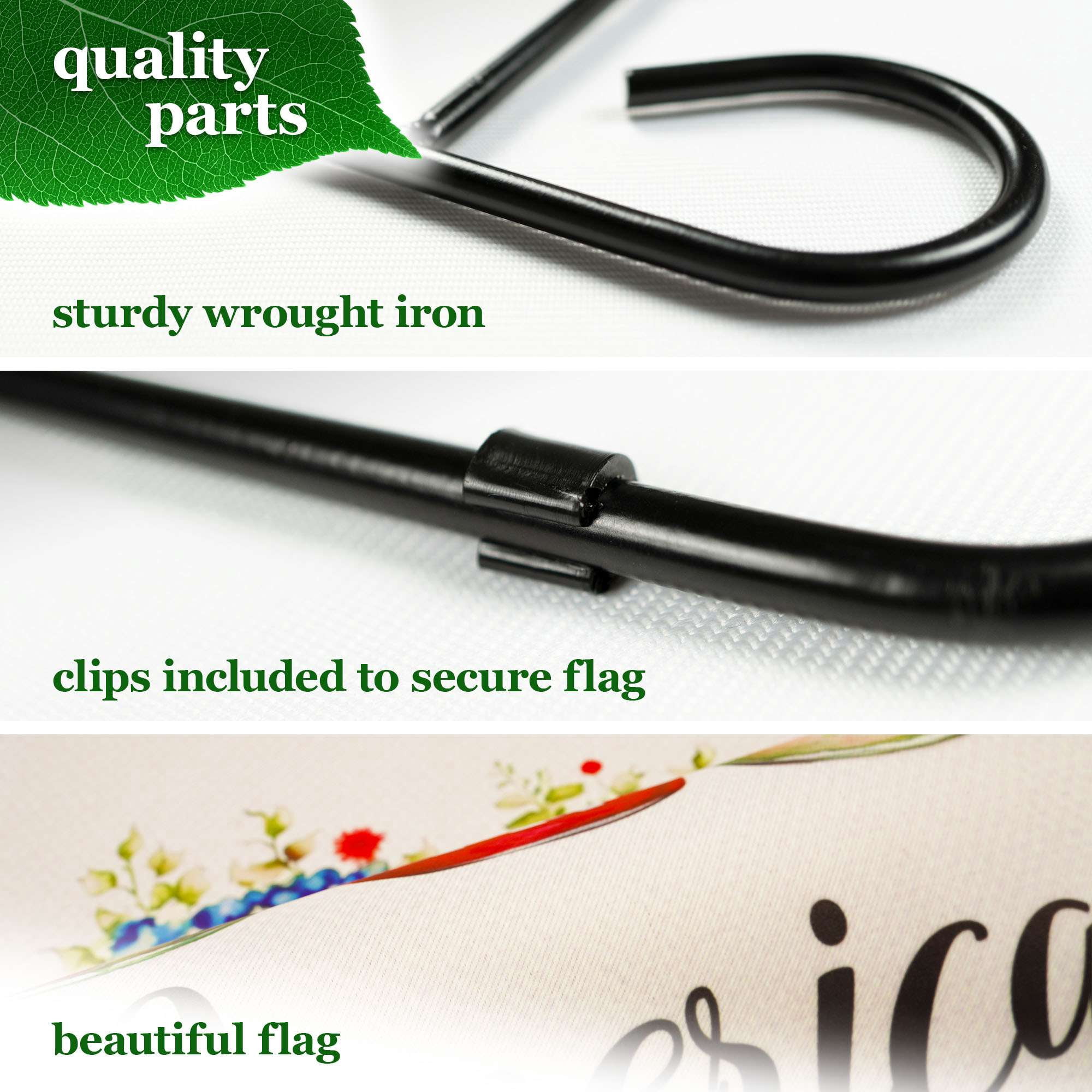 G128 Combo Pack Garden Flag Stand Black 36x16IN & Garden Flag Welcome America Mason Jars Printed 12x18IN Double Sided Yard Garden Lawn Decoration