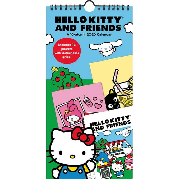 Trends International, Hello Kitty and Friends 2026 Vertical Wall Calendar, 7'' X 7'', 16-Month Calendar with Stapled Binding