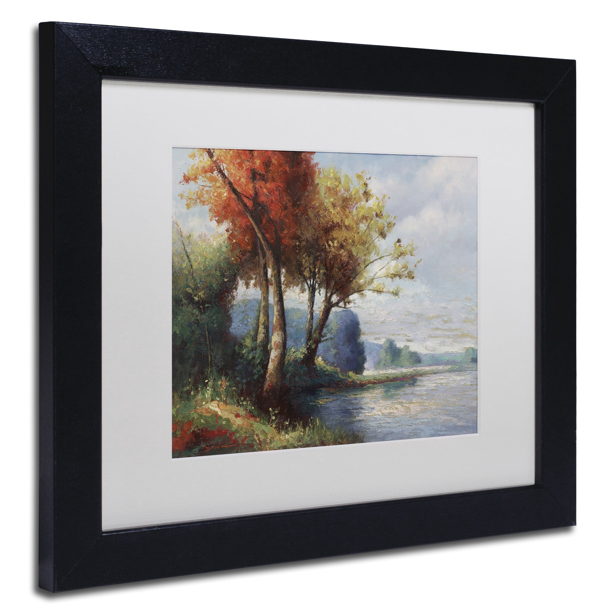 Trademark Fine Art "Corot Tribute" Canvas Art by Daniel Moises, White Matte, Black Frame