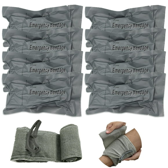 Upgrade Israeli Style Emergency Bandage, 8Pack 6 Inch Compression Bandage for Emergency Wound Dressing, First Aid and IFAK Trauma Military (6Inch-8Pcs)