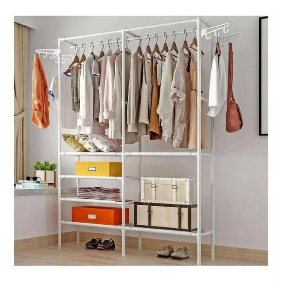 Portable Closet System Organizer, Reinforced Design With Sturdy Carbon Steel And Open Storage Design, Offers A Multi-Functional Hangers Experience In Any Room