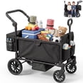 thumbnail image 5 of SACVON 2-Seater Stroller Wagon with Side Entry, Canopy & Snack Tray, Includes Removable Storage Bag That Converts to a Backpack-Black, 5 of 8