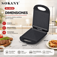 thumbnail image 2 of Sandwichera Eléctrica Parrilla Grill 2 En 1 Sokany 1200W Antiadherente Prensa Para Paninis Sándwiches Carnes Hamburguesas Cocina Rápida Placas Antiadherentes Negro Compacta, 2 of 6