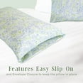 thumbnail image 3 of Elegant Comfort Ultra Soft Set of 2 Floral Pint Pillowcases - 1500 Series Microfiber, Soft and Smooth Envelope Closure 2-Piece Pillow Covers - Standard/Queen, Green Anita, 3 of 6