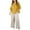 Yellow, variant on Ruyang Cotton Linen Set for Teen Girls 2 Piece Embroidered Shirts Baggy High Waist Wide Leg Pants Y2K Aesthetic Outfits