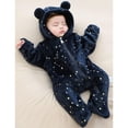 thumbnail image 4 of Otqutp Baby Fuzzy Fleece Jumpsuit Toddler Bear Hood Snowsuit New Born Furry Warm Zip up Romper Winter Outwear Clothes, 4 of 7
