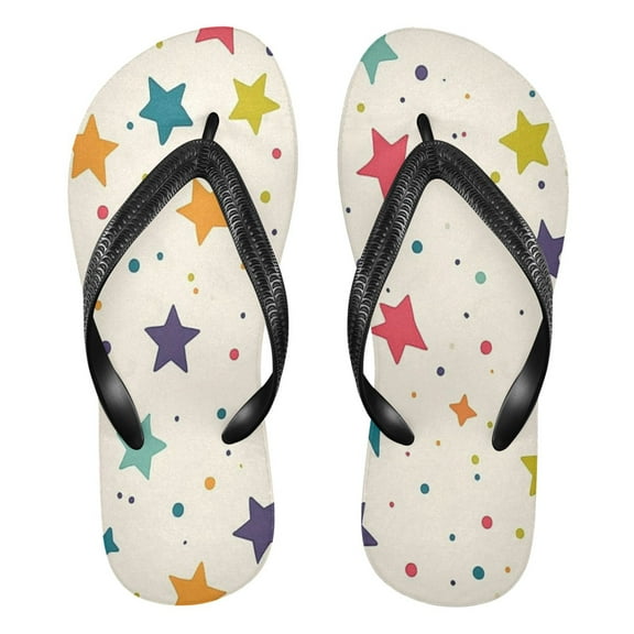 Unisex Comfort Flip Flops Summer Thong Sandals Non Slip Soles Flip Flop for Beach, Pool, and Daily Wear Stars and Dots XS