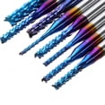 thumbnail image 4 of Lefu 10Pcs 1/8'' Shank Nano Blue Coat End Mills CNC Router Bits Set 0.8mm, 4 of 8